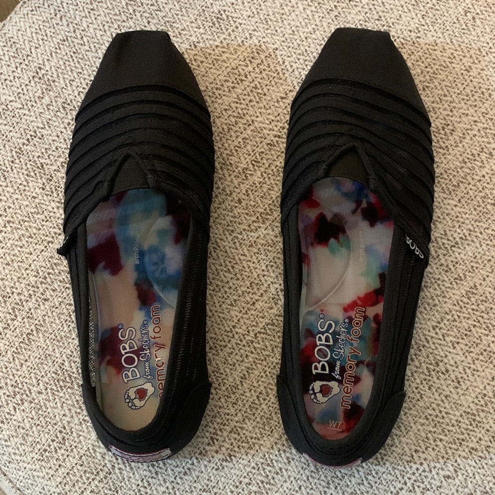 Skechers BOBS Black Memory Foam Flats